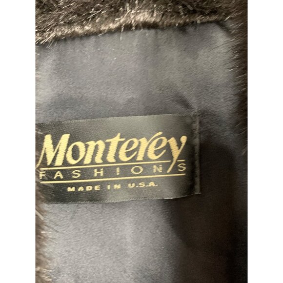 Vintage Black Faux Fur Midi Coat Monterey Size Small USA RJ10198 Penny Lane - Picture 4 of 8